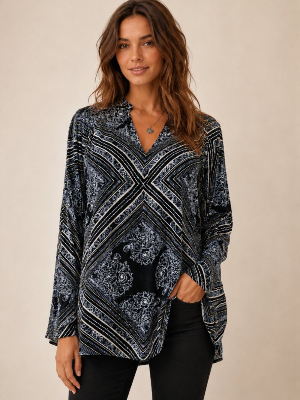 Free People SZ M Walking On A Dream Tunic Top Black